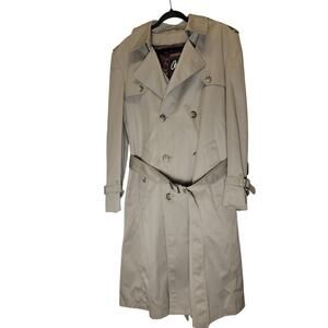 Vintage Arnie II Trench Coat Mens 40 Tall Khaki Zip Out Lining Pockets Belted